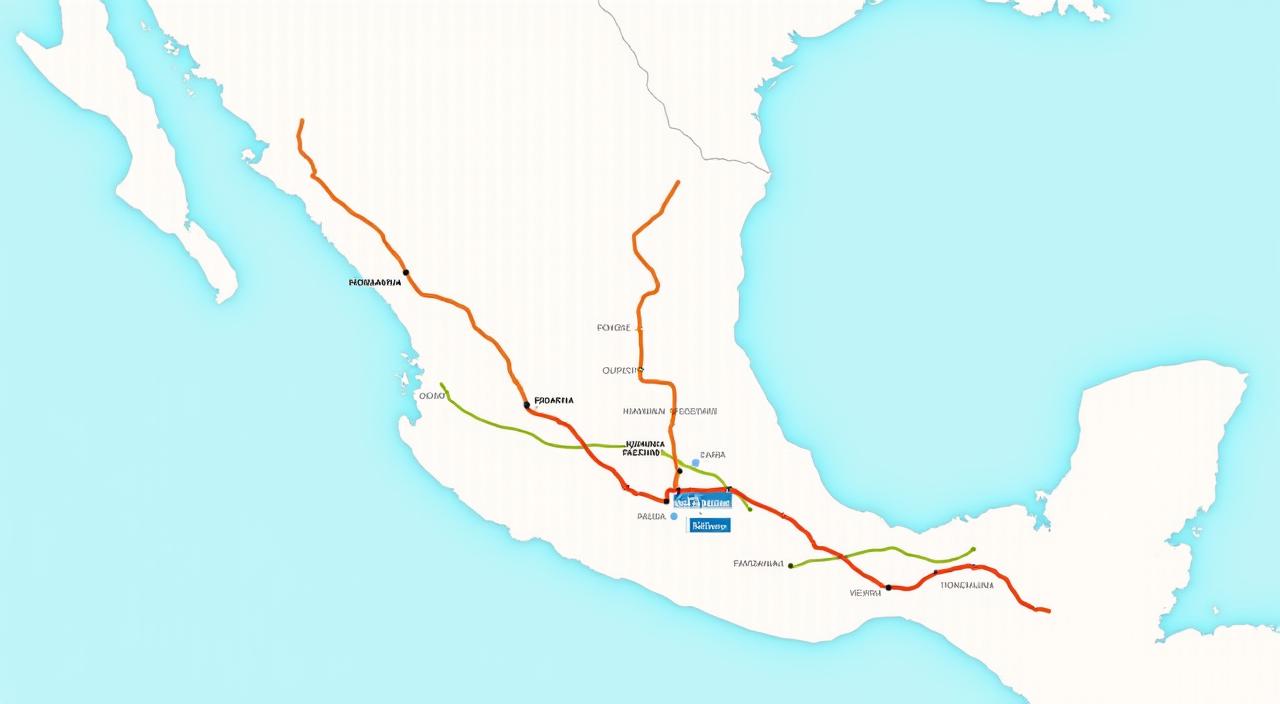 Mapa de México destacando las principales autopistas y corredores federales.